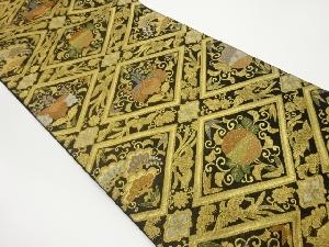 菱に菊桐・松・鳳凰模様織出し袋帯